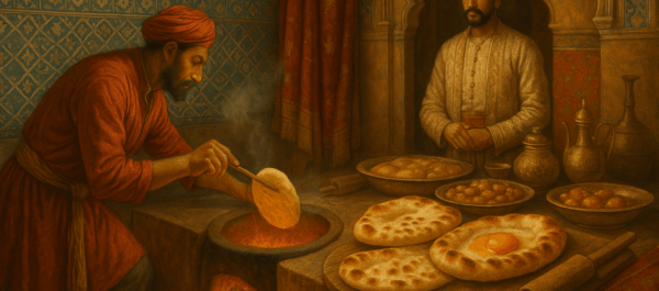 Cheese naan servi avec curry indien