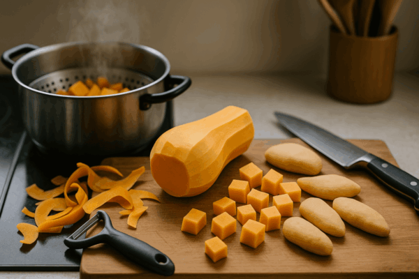 Préparer la courge butternut