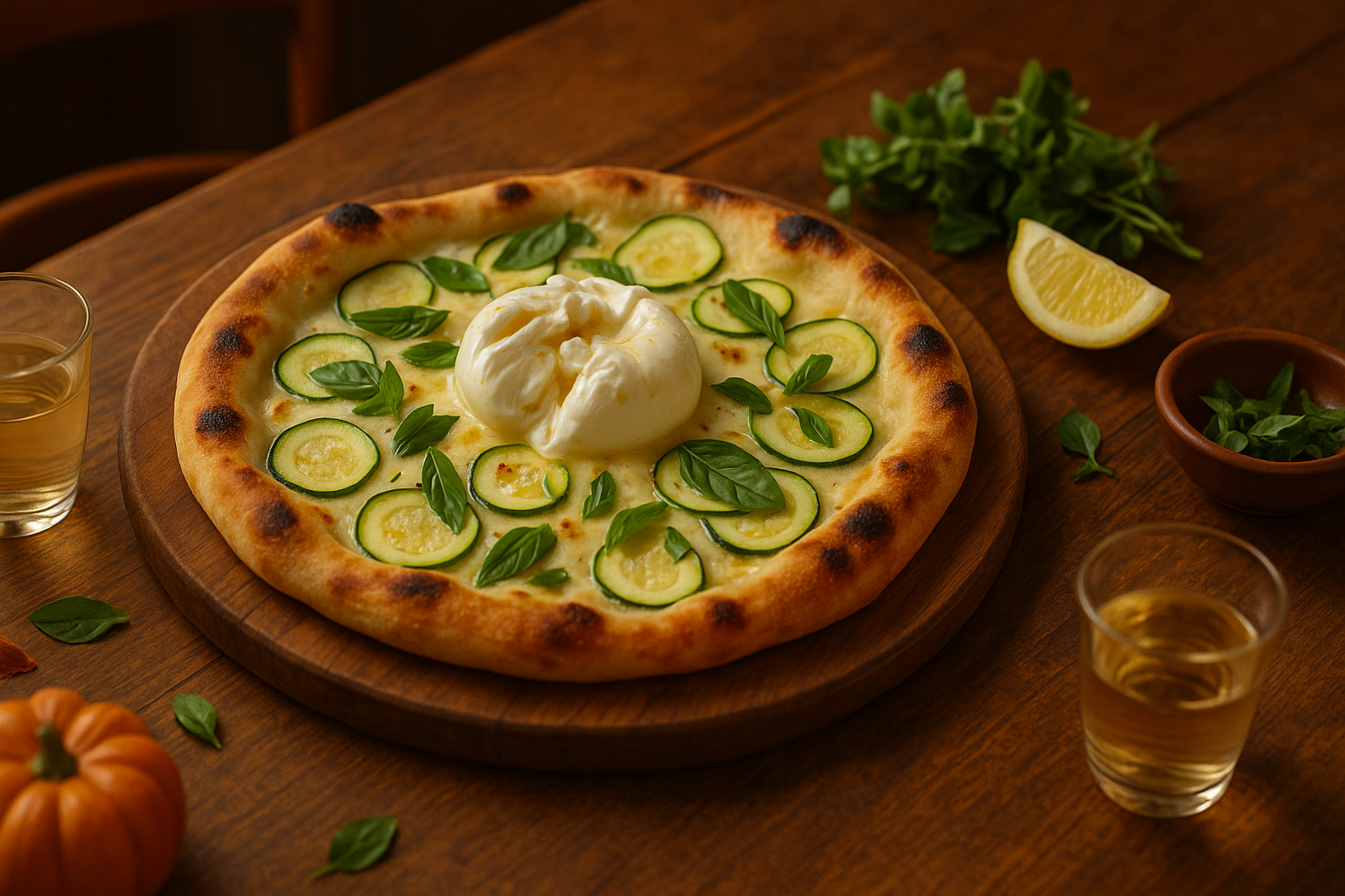 recette pizza courgette burrata