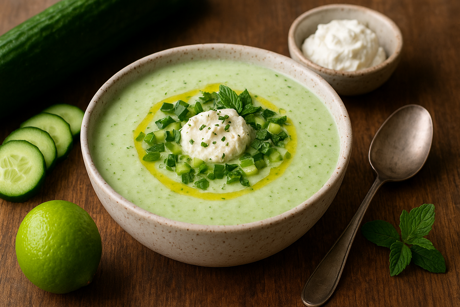 Soupe Froide de Concombre au Fromage Frais