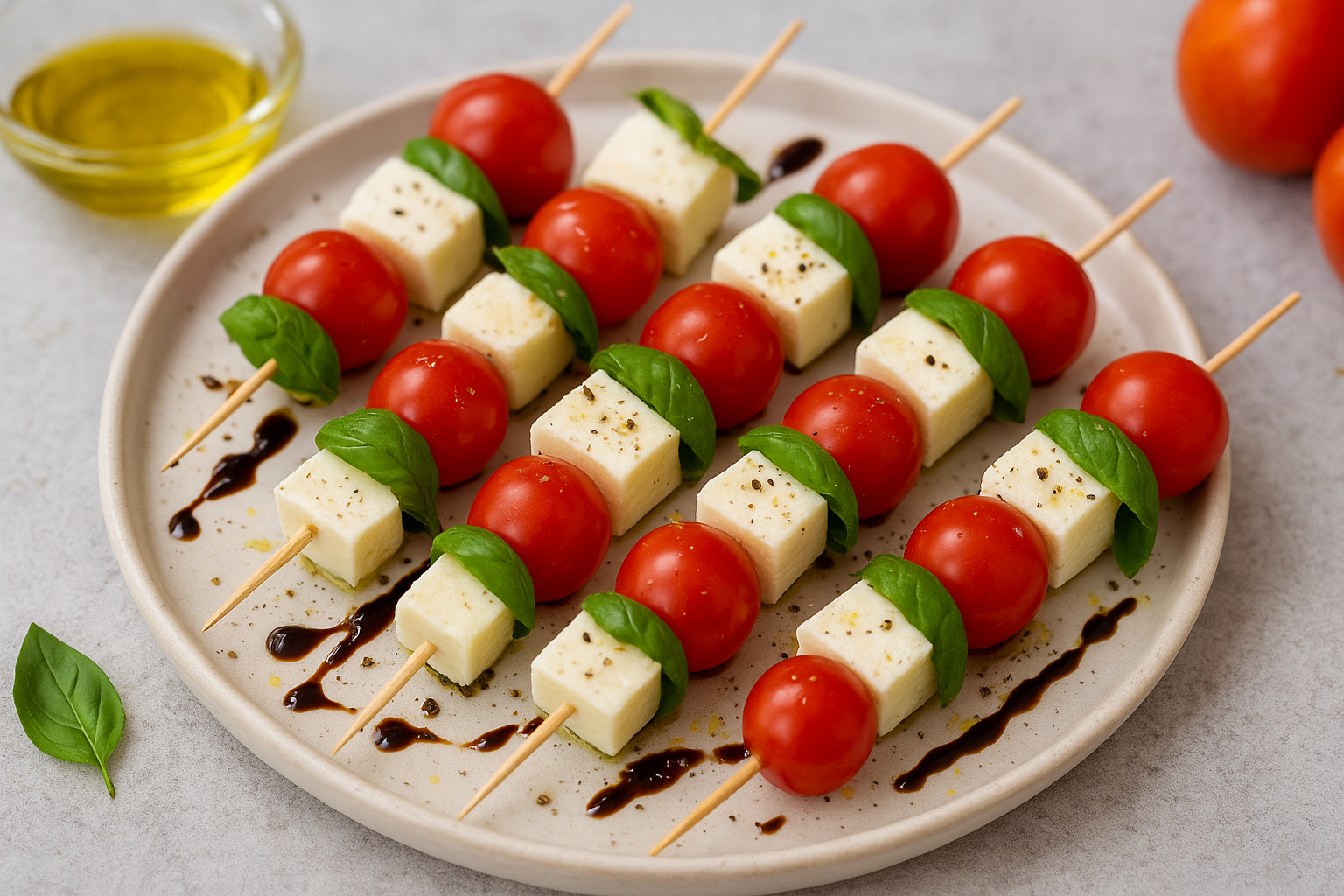 Mini-Brochettes Mozzarella-Tomates-Basilic