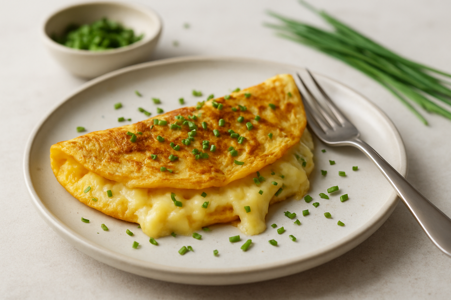 Omelette au Comté Filant et Ciboulette