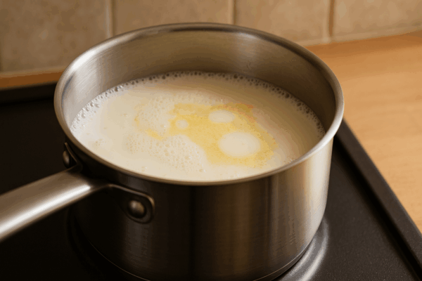 Chauffer le lait et l'huile
