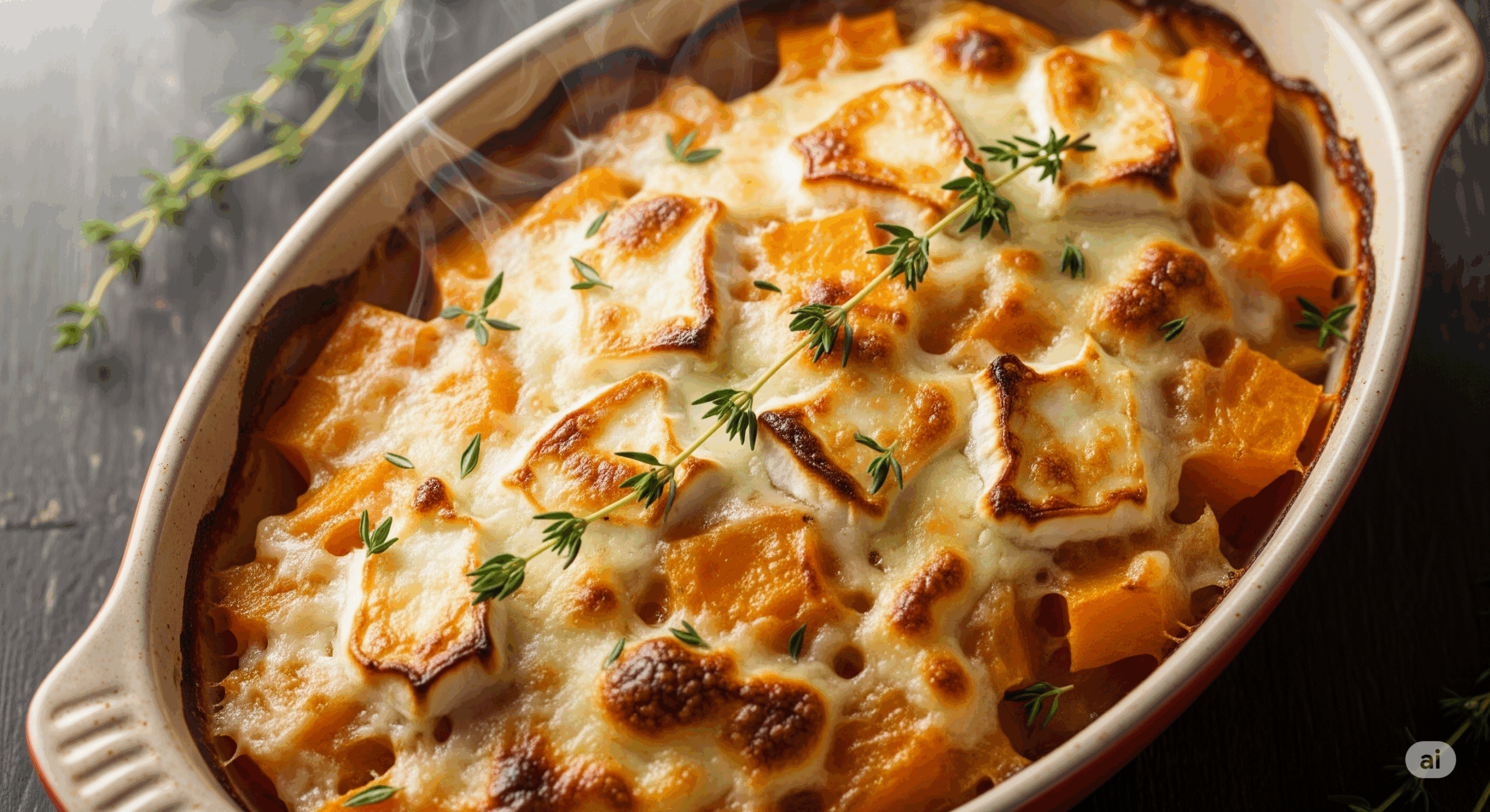 Gratin de butternut au chèvre
