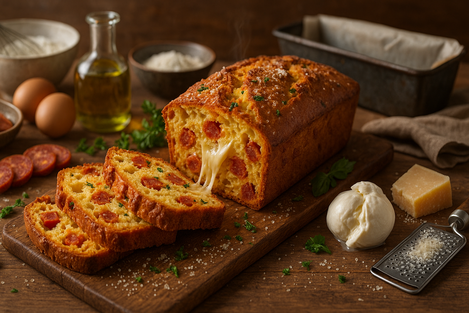 Cake chorizo mozzarella moelleux