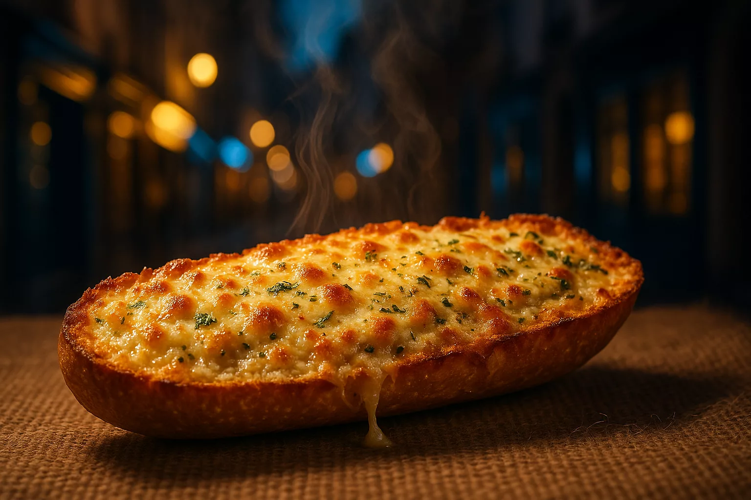 Baguette gratinée à l’ail et au fromage