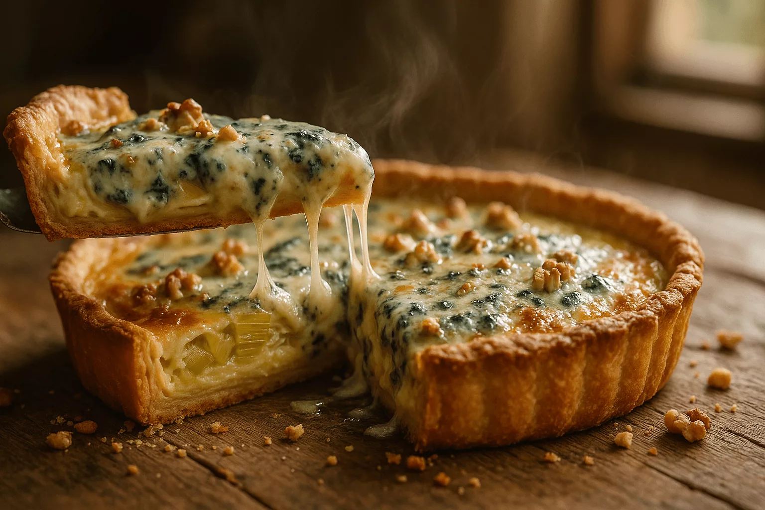 tarte aux poireaux roquefort