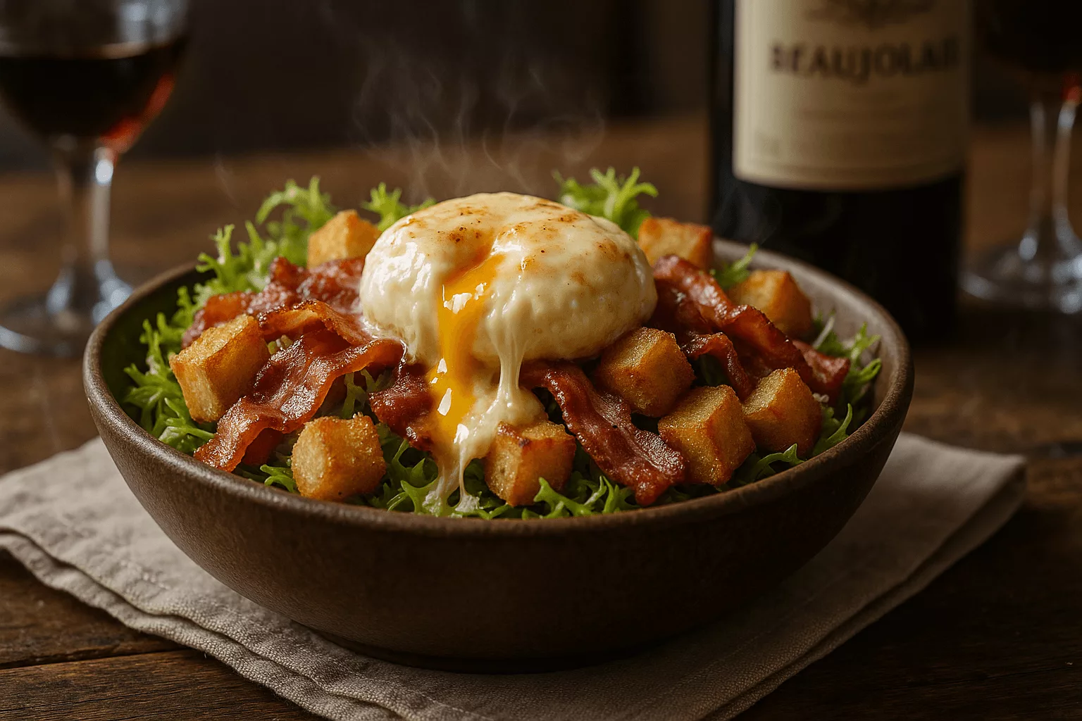 Salade lyonnaise au Saint-Marcellin