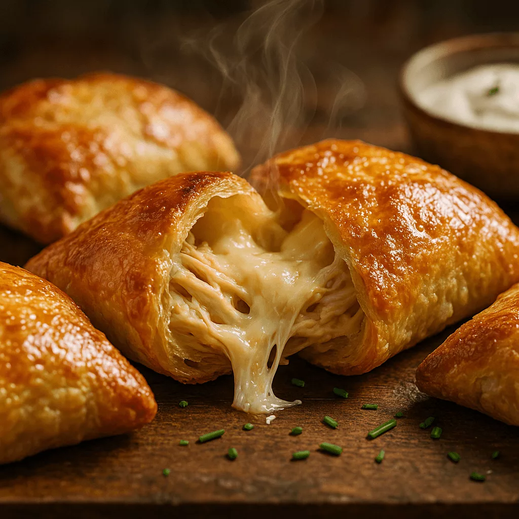 Feuilletés au poulet et fromage frais : le plaisir croustillant prêt en quelques minutes