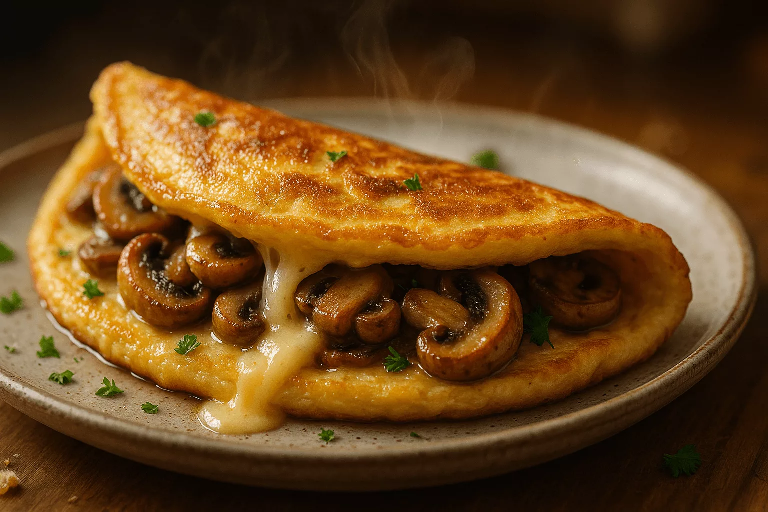 omelettes champignons fromage