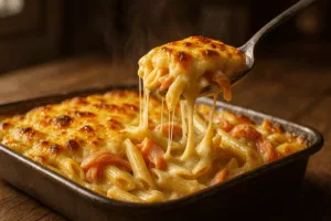 gratin de pates au saumon et fromage