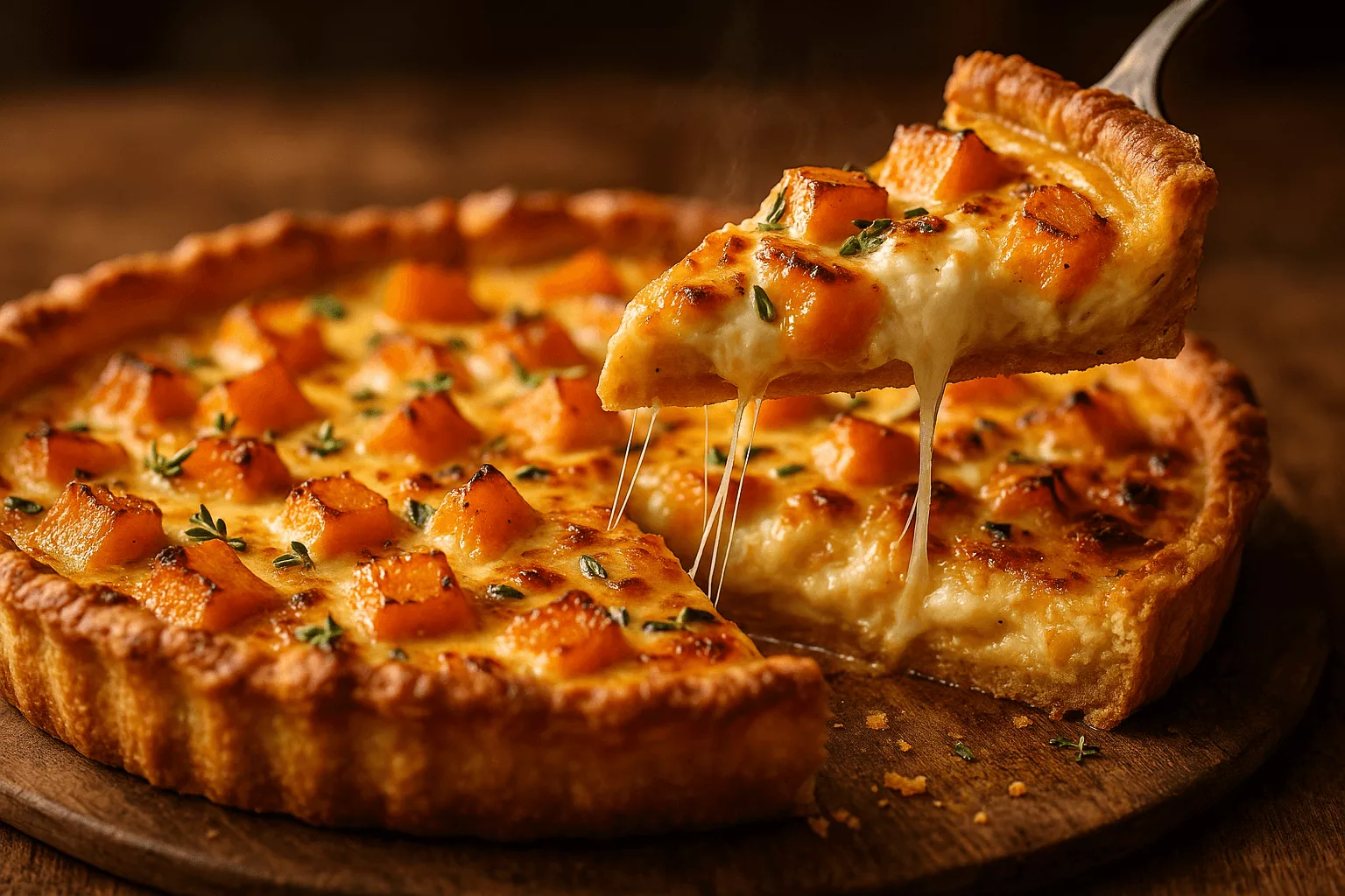 La tarte courge chèvre et thym qui transforme un simple dîner en moment magique