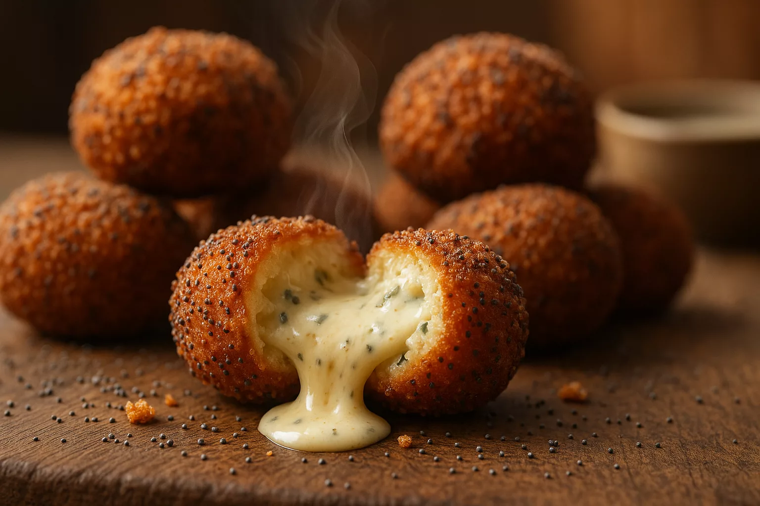 cremeux de bleu croustillant au pavot