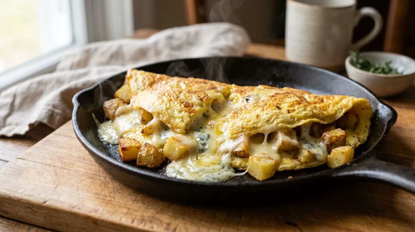 Omelette aux pommes de terre et au bleu ultra fondante qui réconforte en 10 minutes