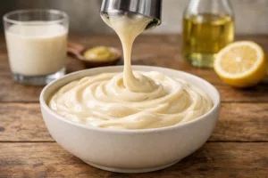 Mayonnaise sans œufs ultra onctueuse, bluffante et prête en 2 minutes 5 Mayonnaise sans œufs ultra onctueuse, bluffante et prête en 2 minutes