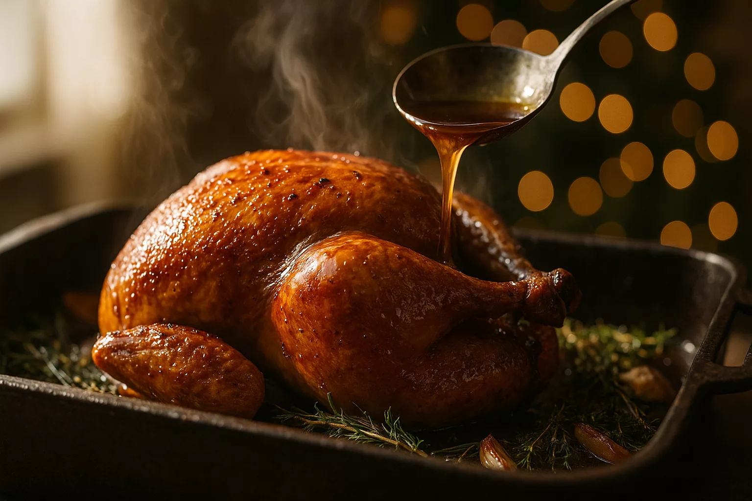 Chapon de Noël rôti ultra fondant qui embaume toute la maison