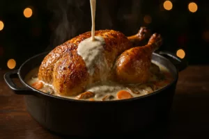 Poularde de Noël en sauce crémeuse, le plat réconfortant qui fait chavirer tout le repas