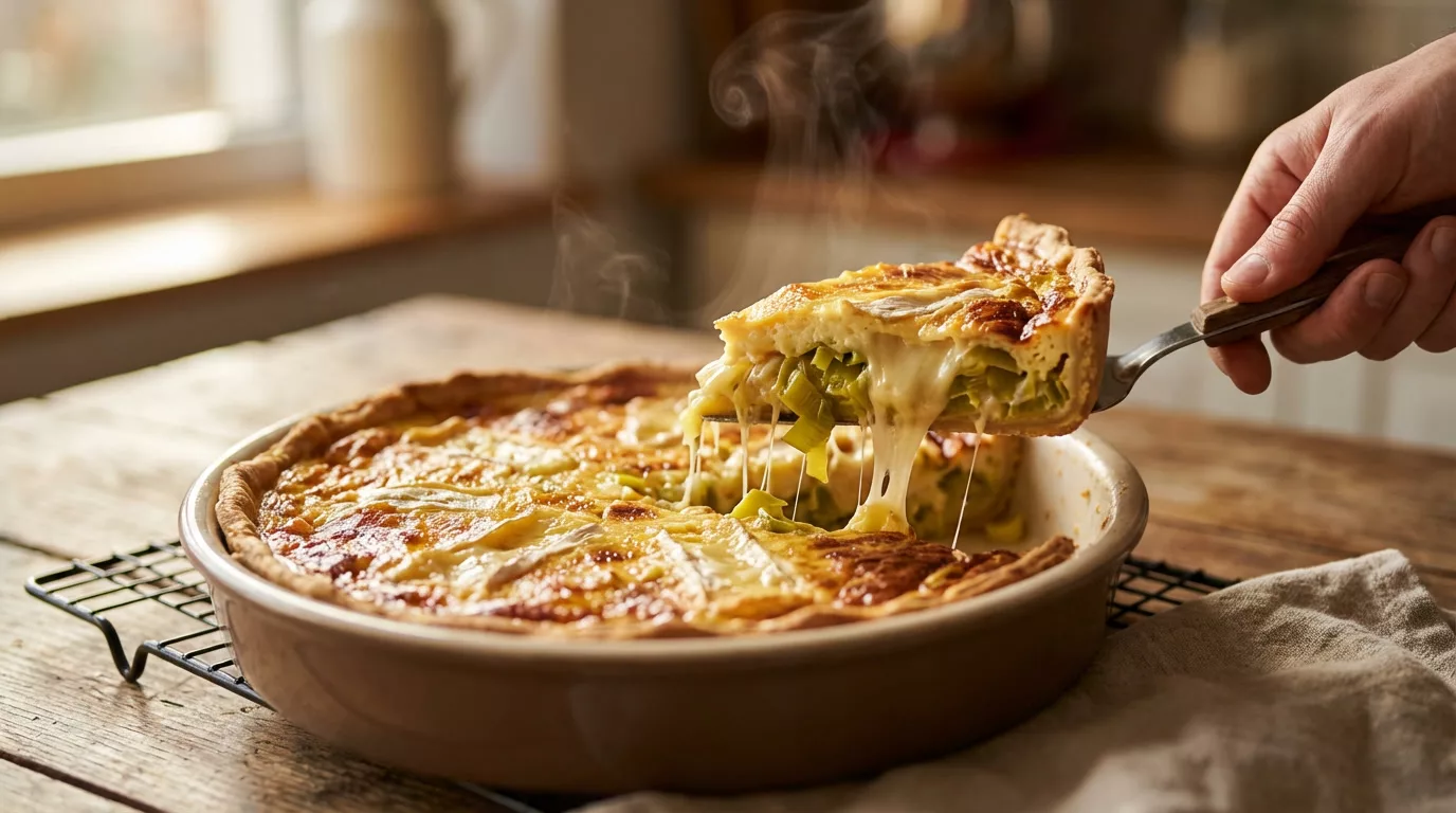 Quiche poireaux camembert ultra fondante qui embaume toute la cuisine