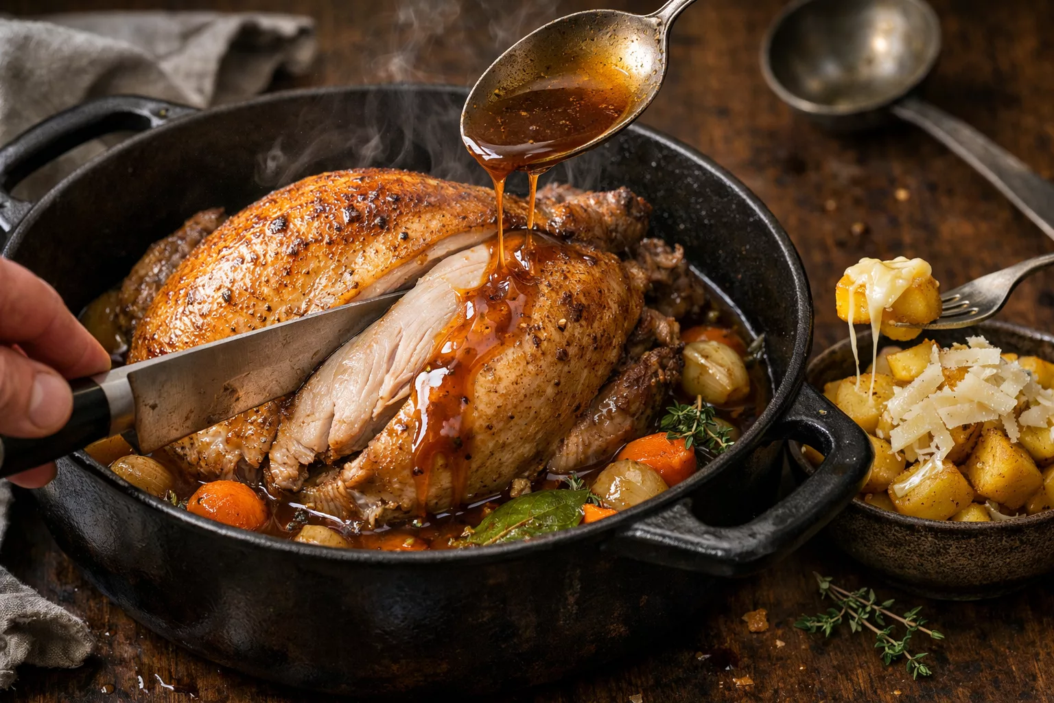 Pintade en cocotte fondante : la volaille qui parfume toute la cuisine et fait l’unanimité