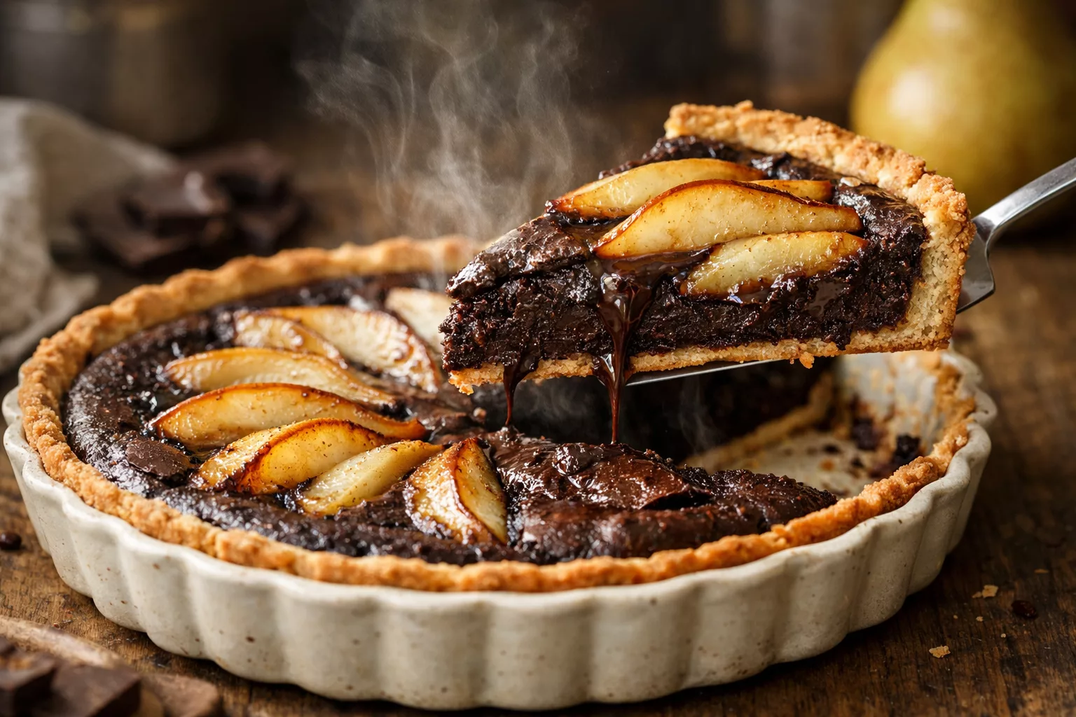 La tarte poire chocolat ultra gourmande façon Cyril Lignac