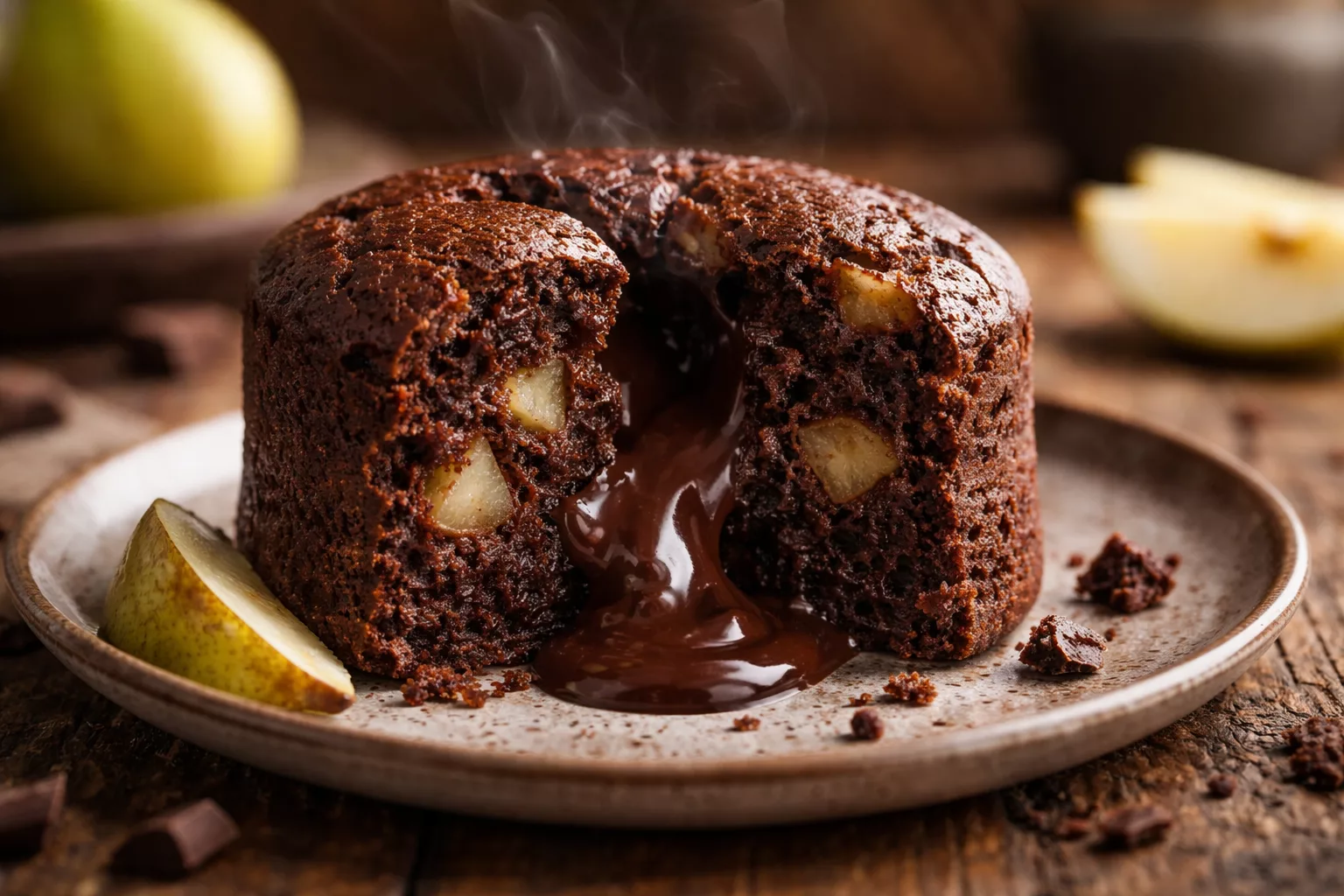 Gâteau poires chocolat ultra fondant qui fait fondre tout le monde dès la première bouchée