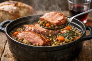 Le petit salé aux lentilles mijoté comme chez grand-mère, un plat réconfortant et irrésistible
