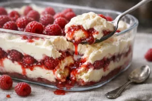 Le tiramisu aux framboises ultra fondant qui fait chavirer tout le monde dès la première cuillère