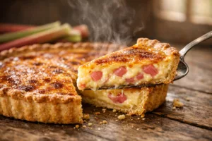 La tarte à la rhubarbe fondante et légèrement acidulée qui fait chavirer les papilles