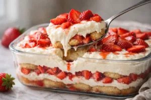 Le tiramisu aux fraises incroyablement fondant et frais qui disparaît toujours trop vite