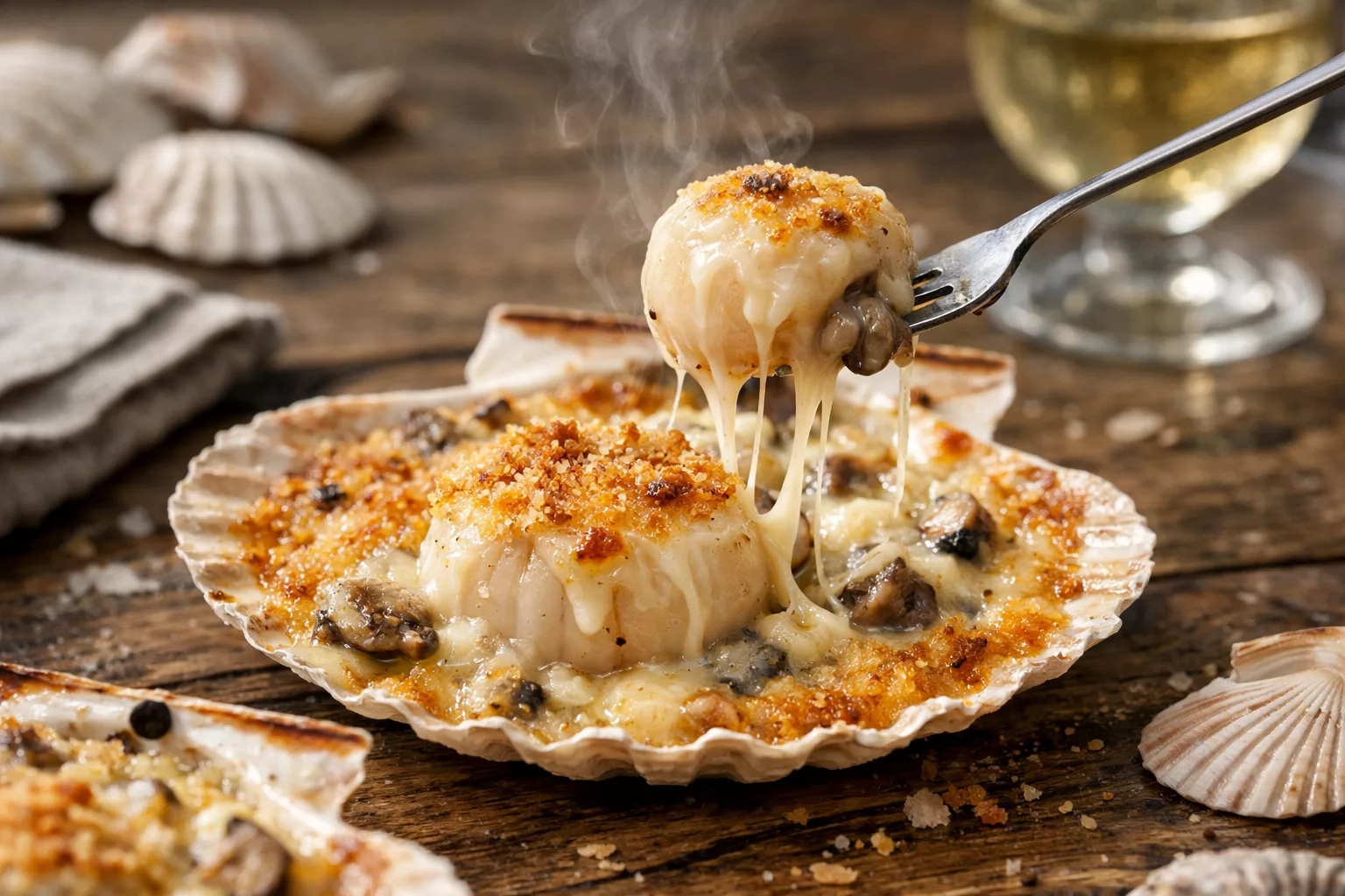 Ces coquilles Saint-Jacques gratinées à la crème et aux champignons font toujours leur petit effet à table 3 Ces coquilles Saint-Jacques gratinées à la crème et aux champignons font toujours leur petit effet à table