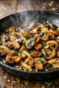 Poêlée de champignons et d'oignons : un délicieux mélange de saveurs qui réchauffe
