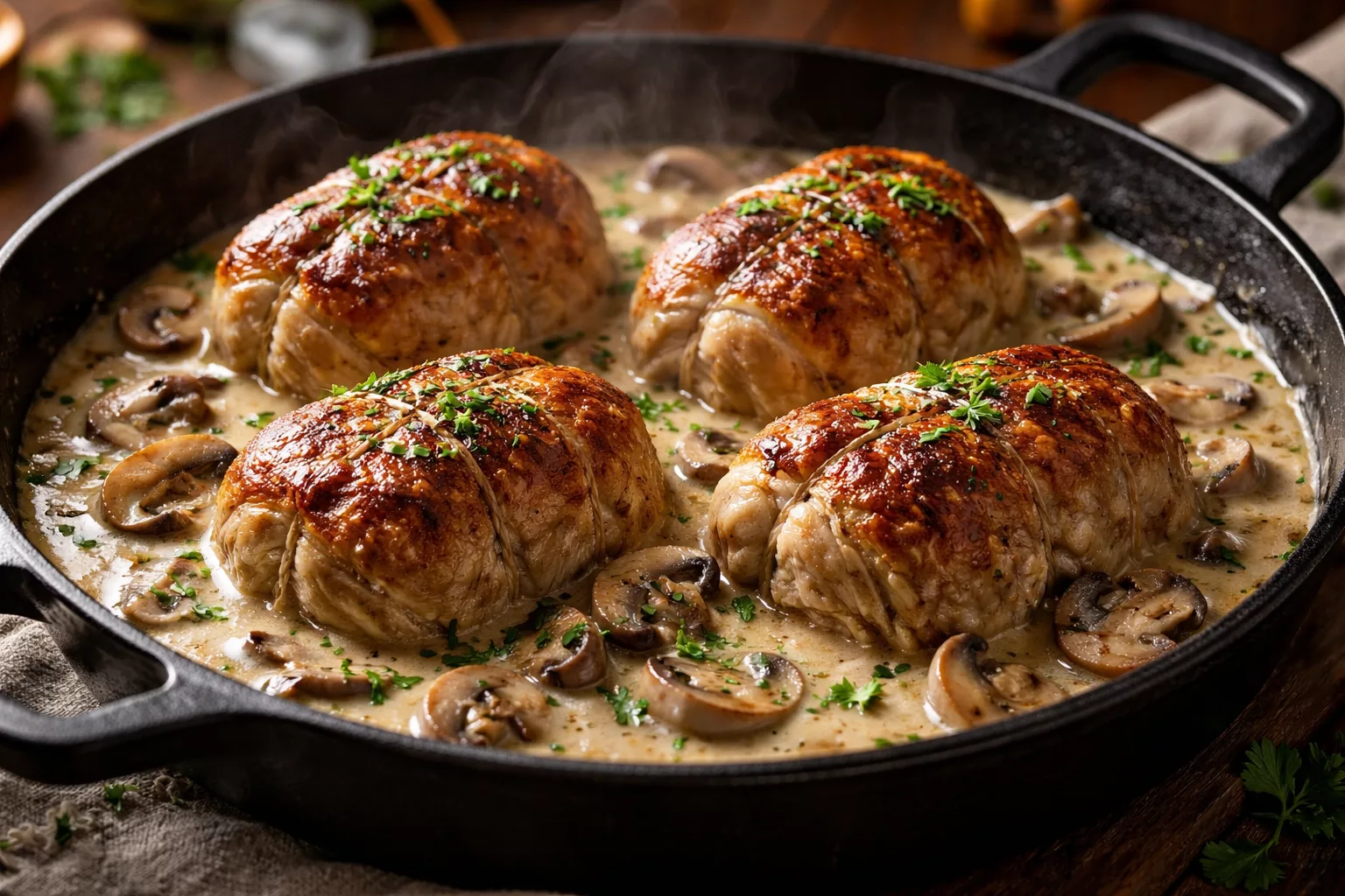 Paupiettes de porc fondantes à la sauce champignons crème, le secret d’un dîner ultra réconfortant 3 Paupiettes de porc fondantes à la sauce champignons crème, le secret d’un dîner ultra réconfortant