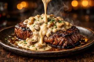 La sauce aux champignons irrésistiblement crémeuse qui transforme un simple steak en pur moment de bonheur