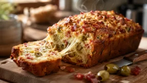 Ce cake aux olives et lardons moelleux fait toujours sensation à l’apéritif