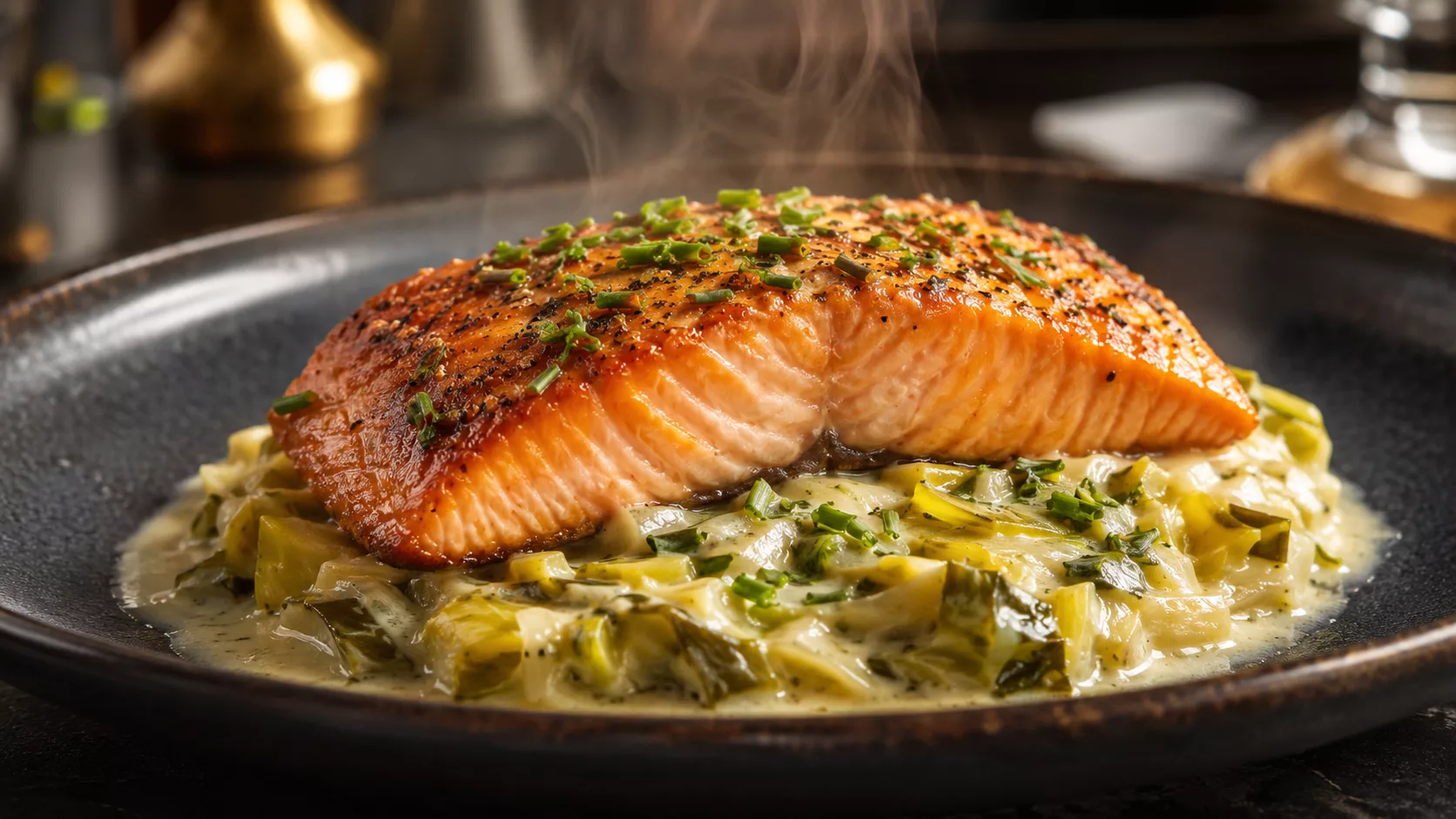 Ce pavé de saumon sur lit de poireaux qui transforme un dîner ordinaire en vrai moment de plaisir 1 Ce pavé de saumon sur lit de poireaux qui transforme un dîner ordinaire en vrai moment de plaisir