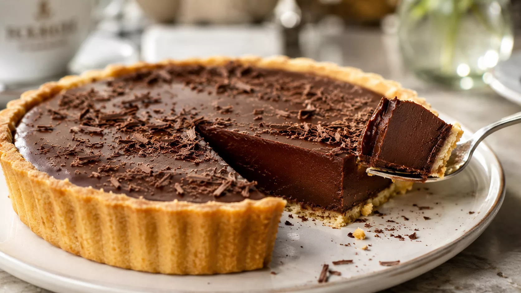Cette tarte au chocolat noir intensément fondante fait toujours son petit effet à table 2 Cette tarte au chocolat noir intensément fondante fait toujours son petit effet à table