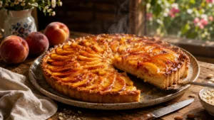 Cette tarte aux pêches fondante qui sent l’été dès la sortie du four 2 Cette tarte aux pêches fondante qui sent l’été dès la sortie du four