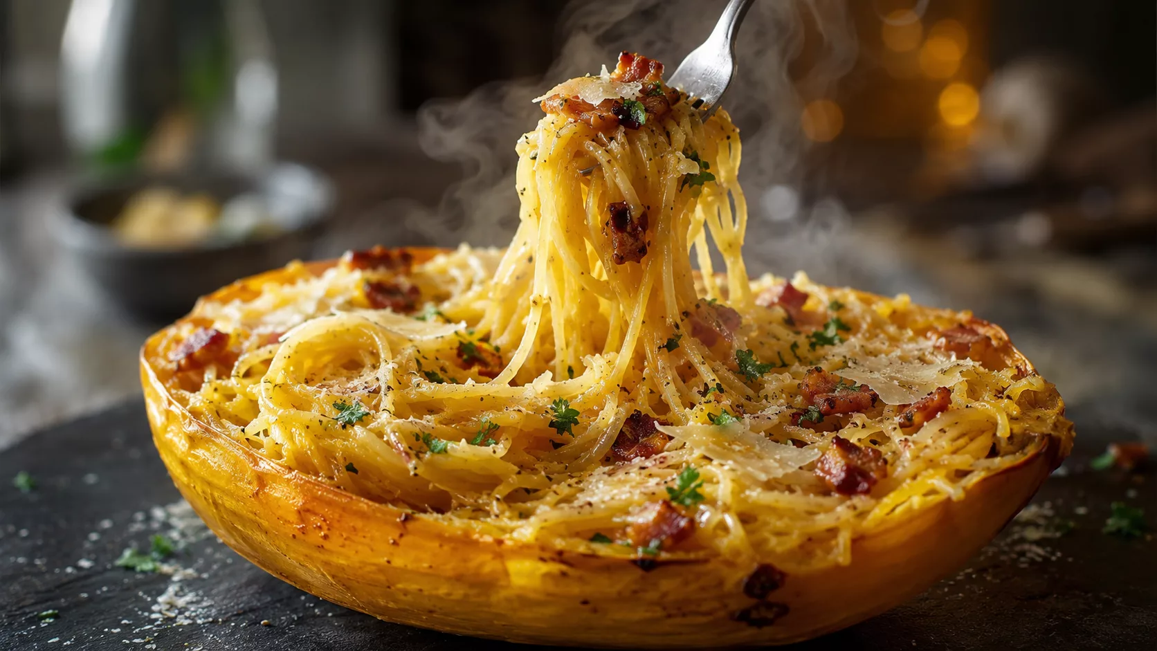 La courge spaghetti à la carbonara qui fait oublier les pâtes dès la première bouchée 3 La courge spaghetti à la carbonara qui fait oublier les pâtes dès la première bouchée