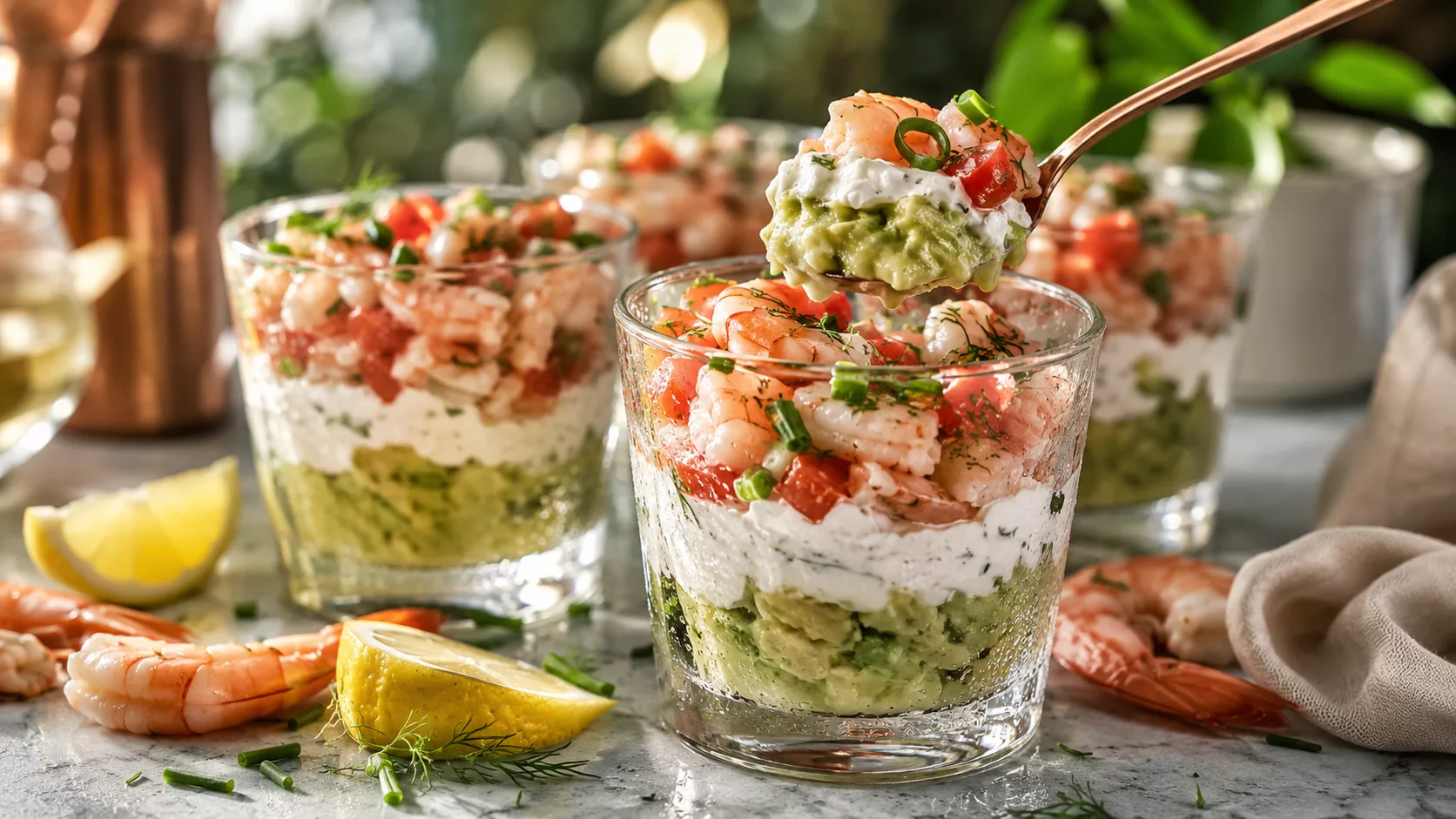 Ces verrines avocat, crevettes et fromage frais vont faire sensation à l'apéritif 1 Ces verrines avocat, crevettes et fromage frais vont faire sensation à l'apéritif