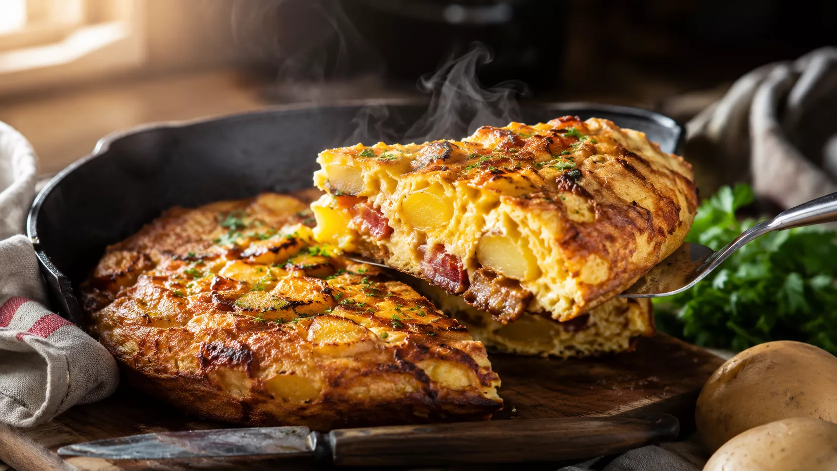 L'omelette aux pommes de terre et lardons qui va réconcilier tout le monde avec les repas express 1 L'omelette aux pommes de terre et lardons qui va réconcilier tout le monde avec les repas express