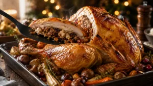 Le chapon farci de Noël qui émerveille toute la table dès la première bouchée