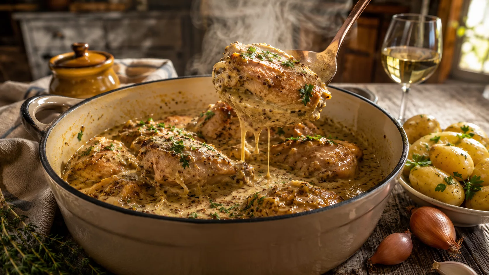 Le lapin à la moutarde en cocotte qui fond en bouche à chaque bouchée 2 Le lapin à la moutarde en cocotte qui fond en bouche à chaque bouchée