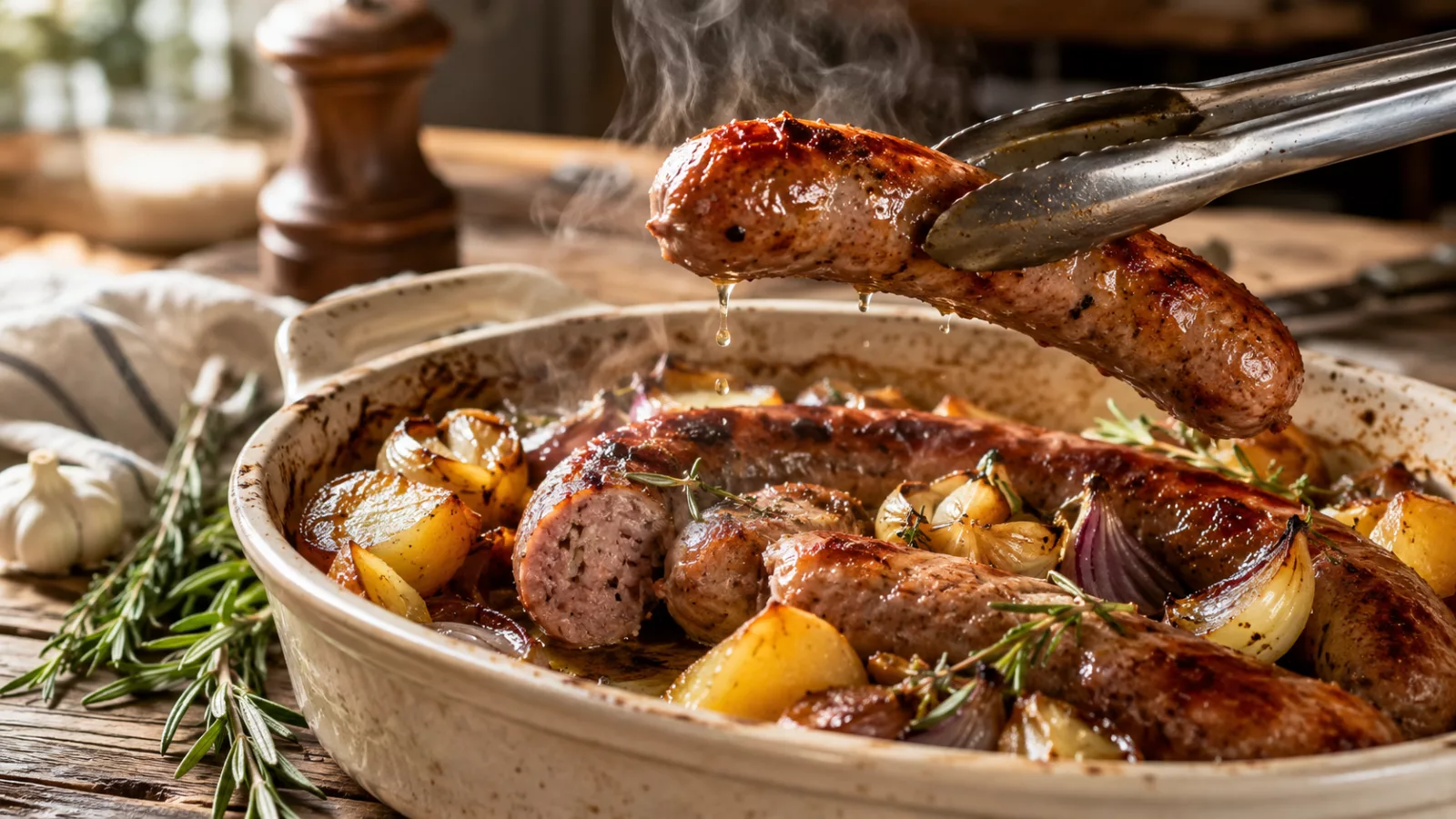 La saucisse au four fondante et dorée 1 La saucisse au four fondante et dorée