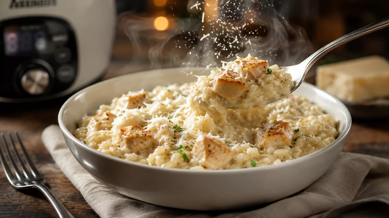 Risotto de poulet au cookeo crémeux 1 Risotto de poulet au cookeo crémeux
