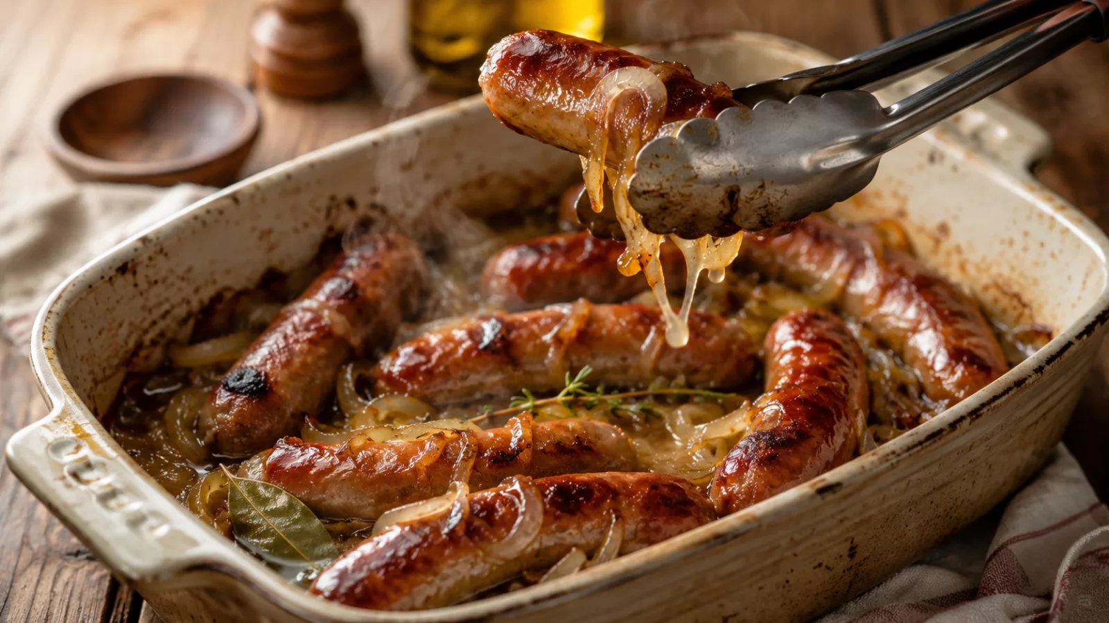 Chipolatas au four au vin blanc