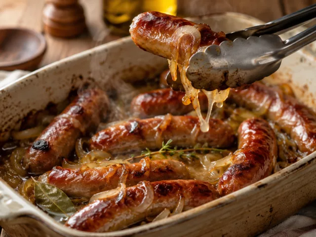Chipolatas au four au vin blanc 2 Chipolatas au four au vin blanc