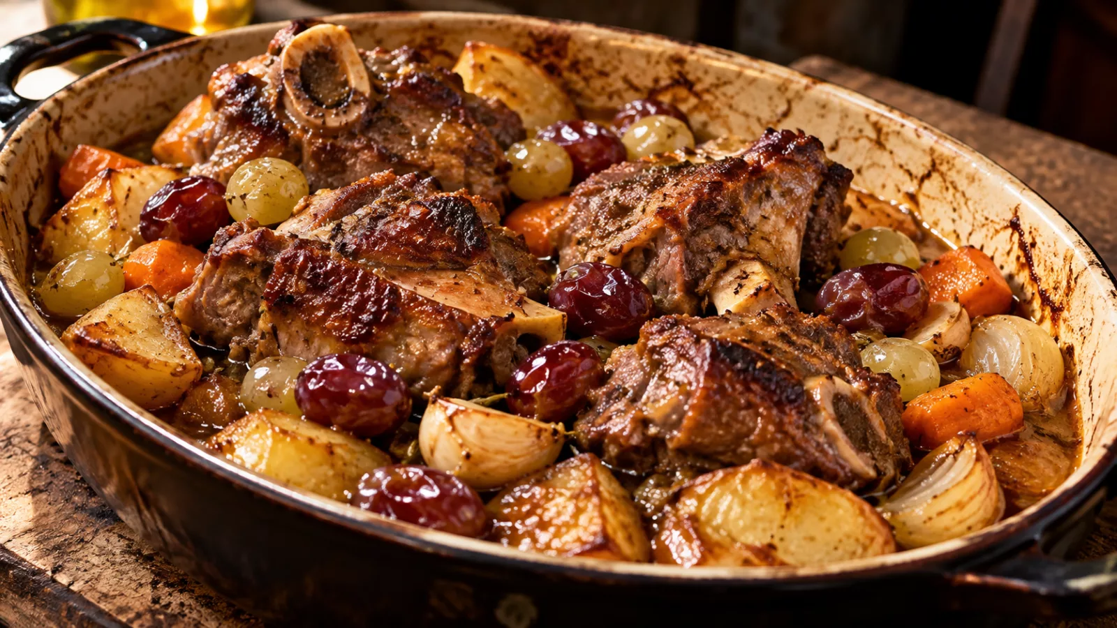 Collier d agneau au four sur lit de légumes et ses raisins 1 Collier d agneau au four sur lit de légumes et ses raisins