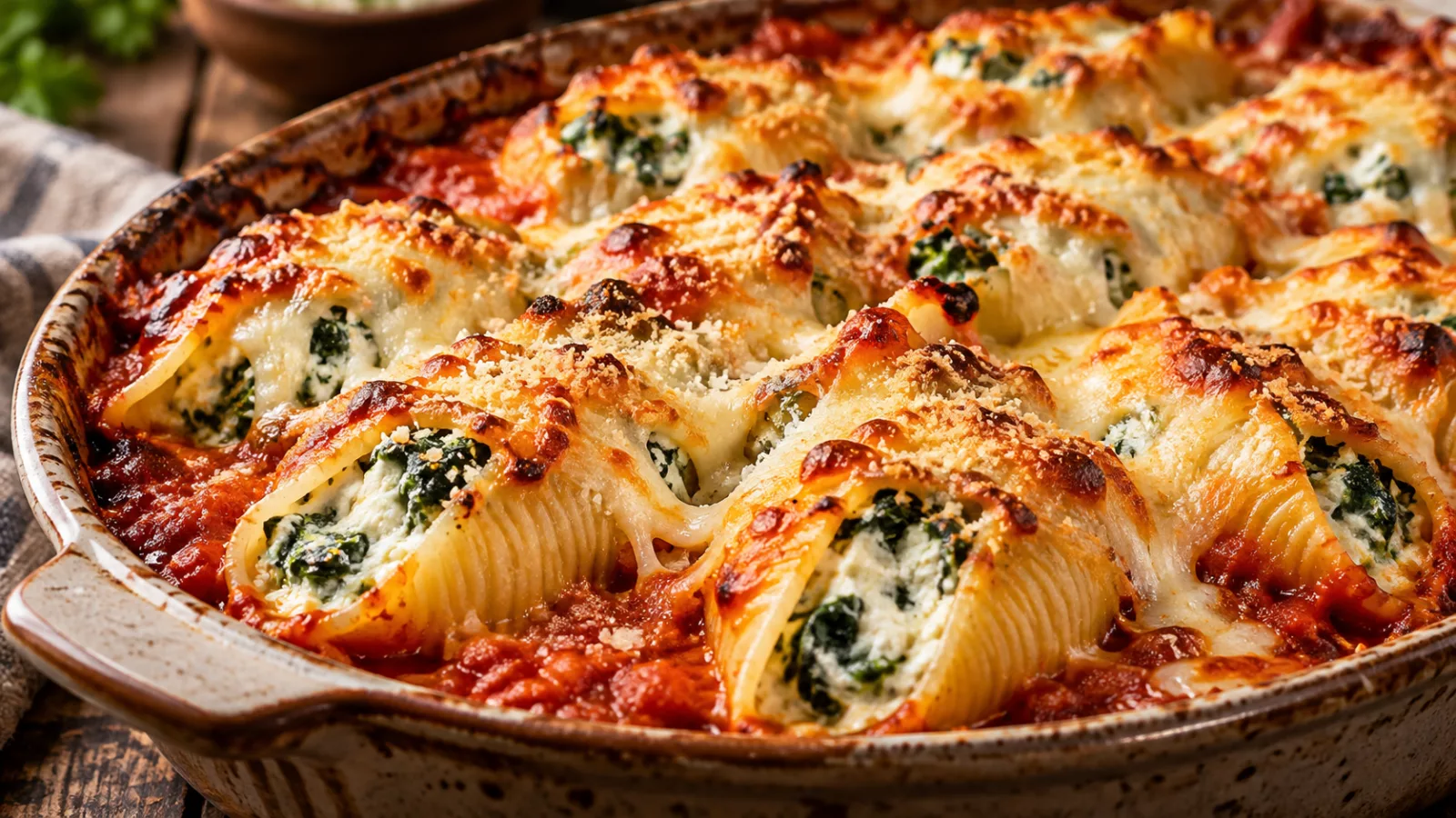 Conchiglioni fourrés épinards ricotta fondants au four 1 Conchiglioni fourrés épinards ricotta fondants au four