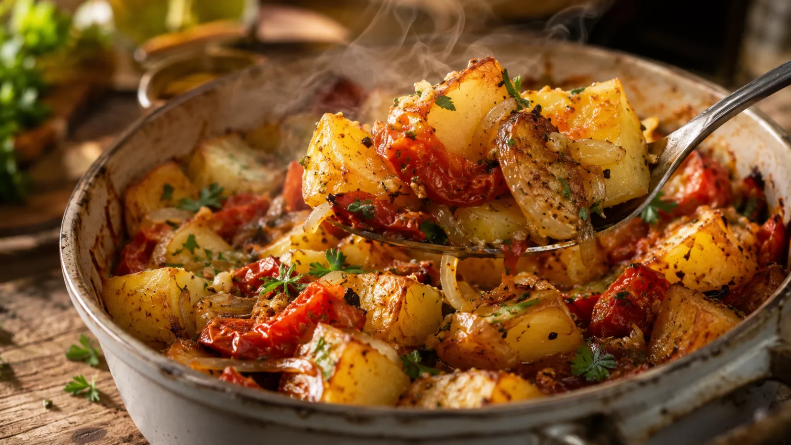 Pommes de terre au four tomate oignons fondantes et gratinées 1 Pommes de terre au four tomate oignons fondantes et gratinées