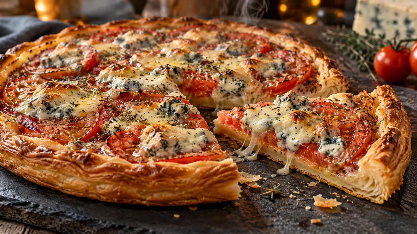 Tarte légère à la Fourme d’Ambert fondante 1 Tarte légère à la Fourme d’Ambert fondante